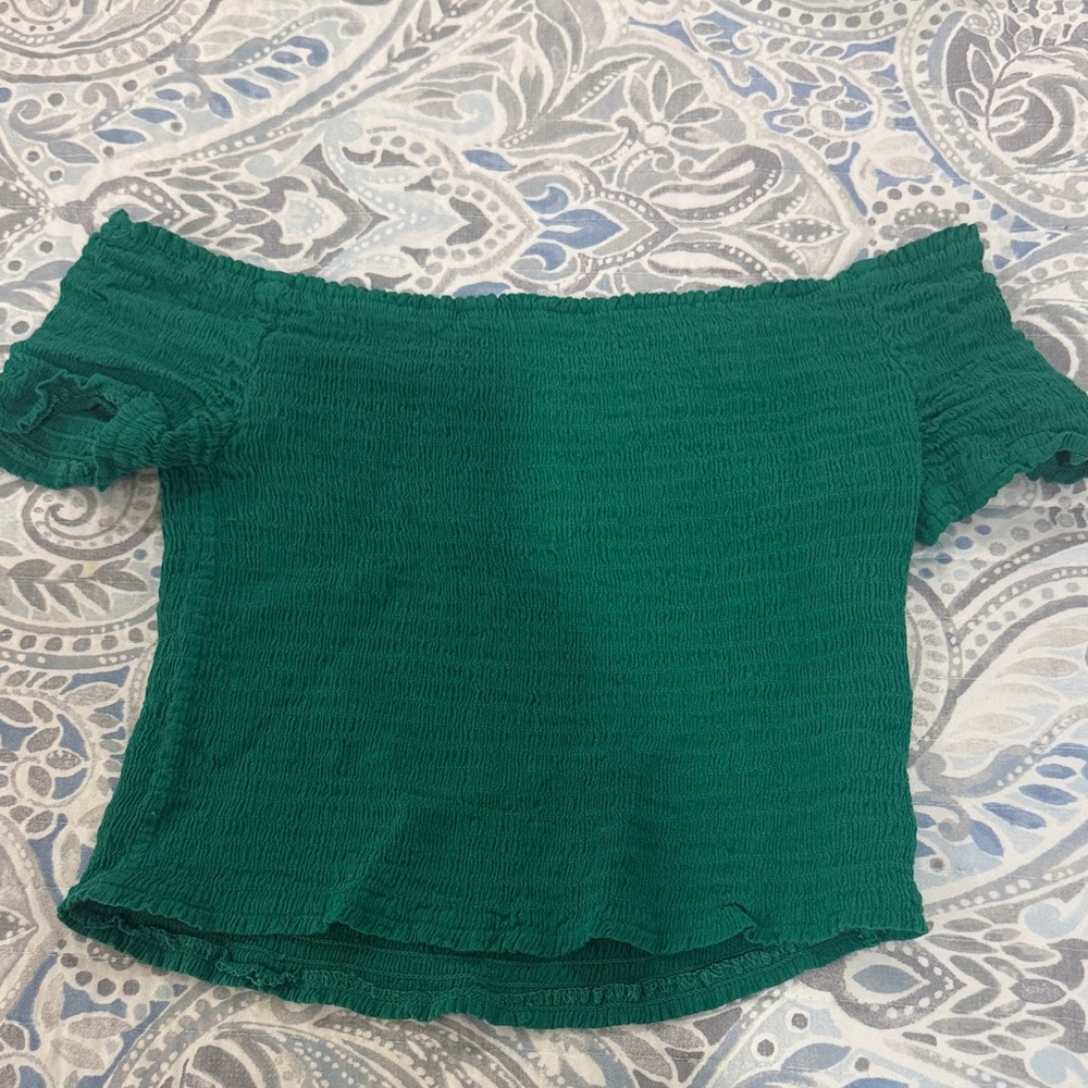 Green Off-Shoulder Top